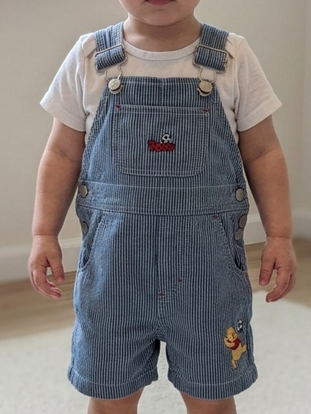 Vintage Disney Winnie the Pooh Soccer Shortalls Overalls 18 Months